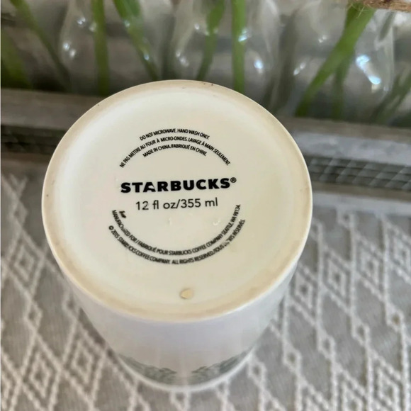 Starbucks ASU Ceramic Coffee Mug. Plastic lid. 12 fl oz. Red, yellow and White. - Picture 5 of 5